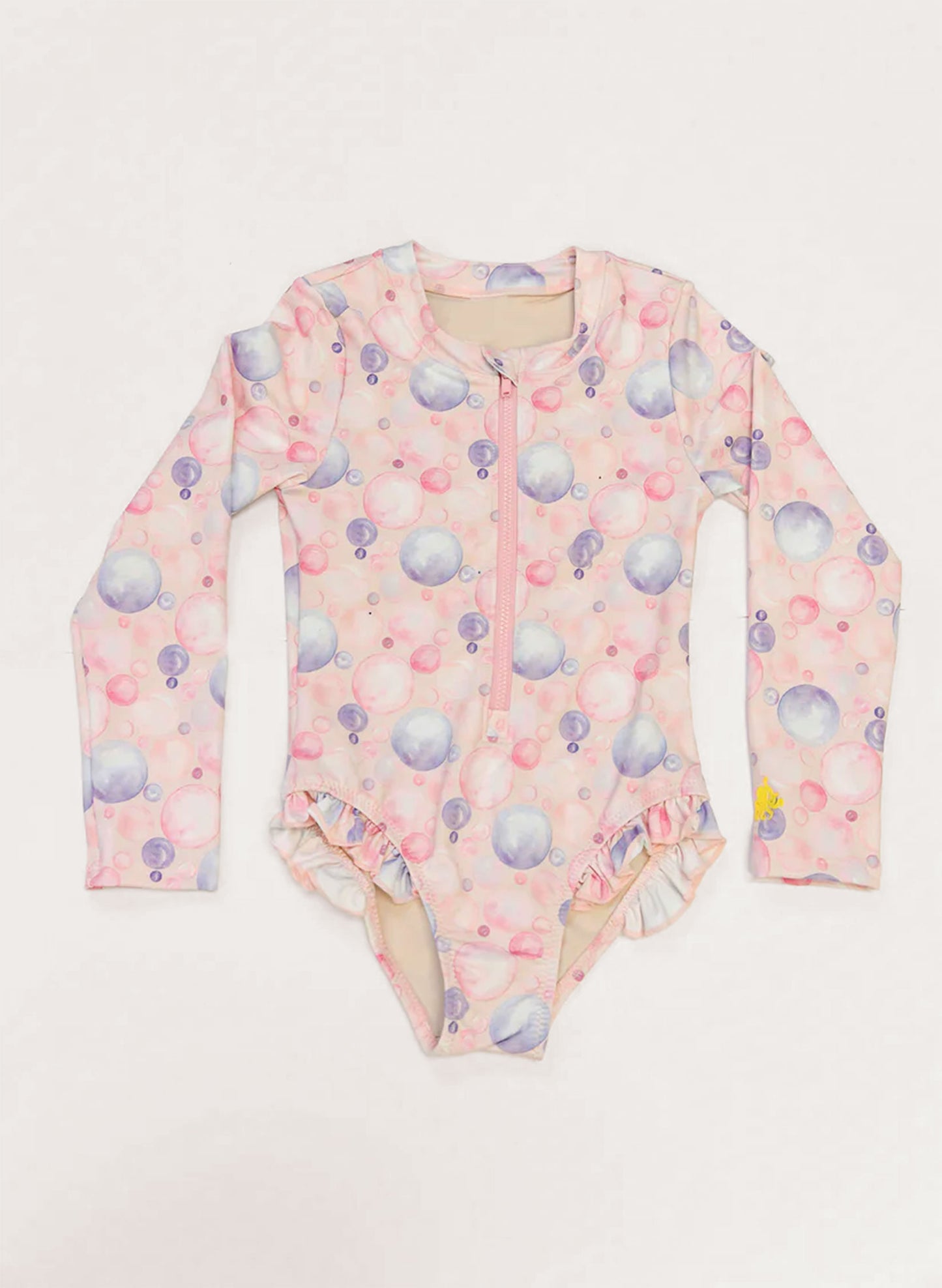 Girls Rashguard Swimsuit - Pink Bubbles