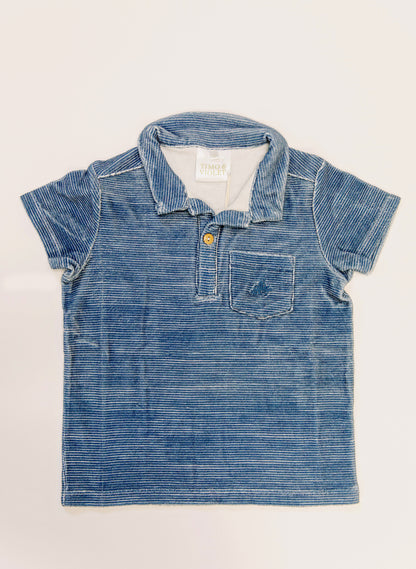 Boys' Dax organic cotton French terry polo, Sailor Navy Stripe
