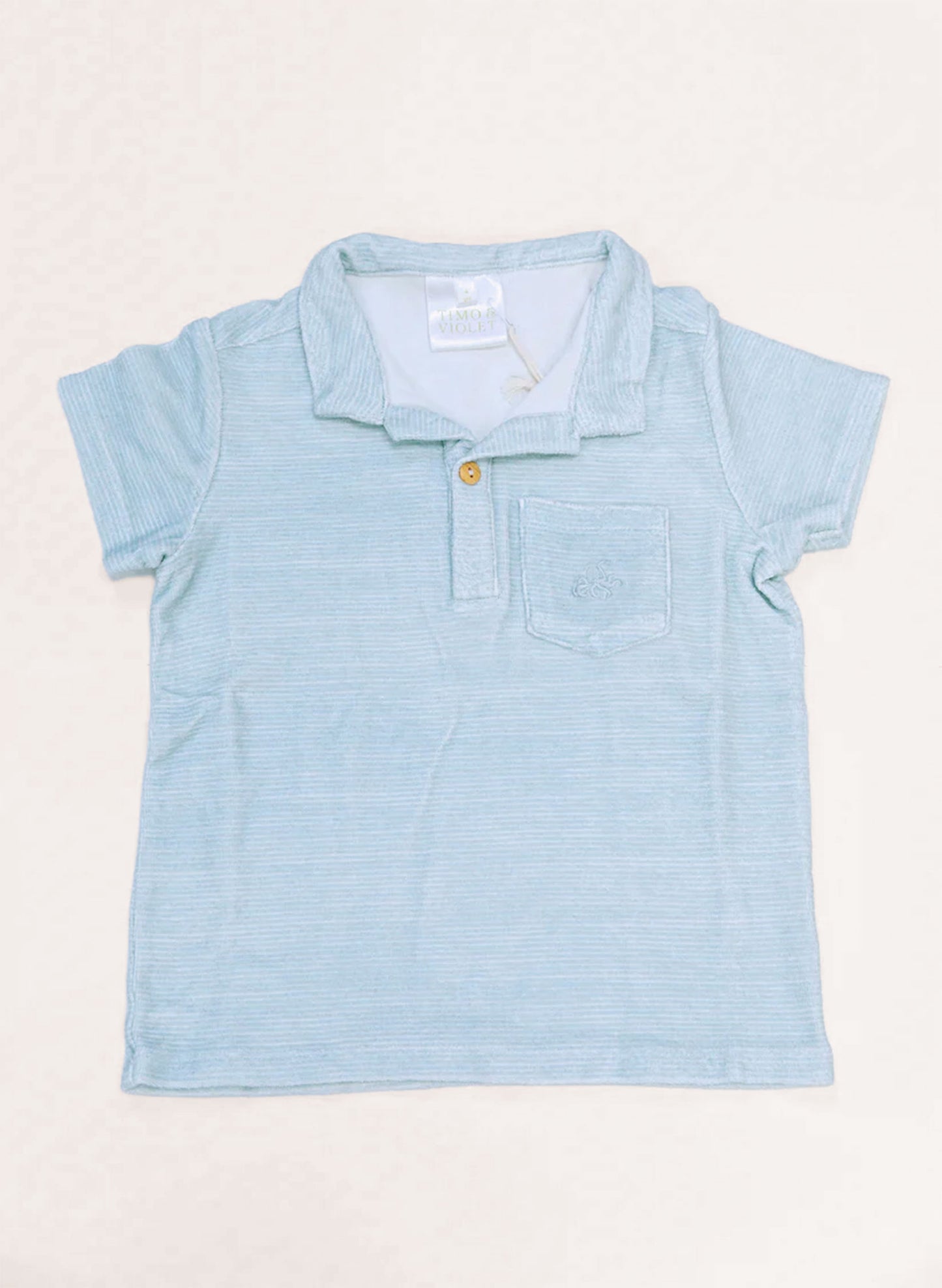 Dax French Terry Polo - Misty Blue Stripe