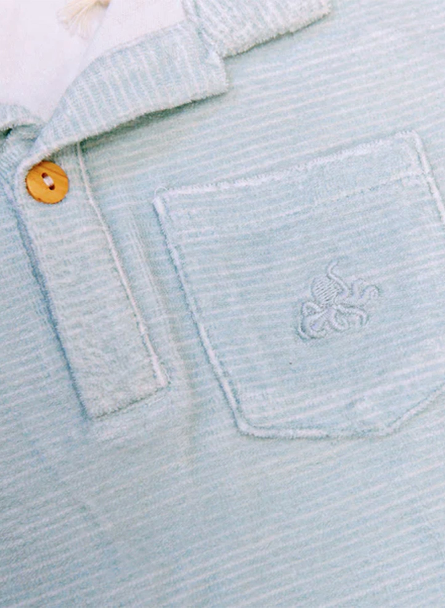 Dax French Terry Polo - Misty Blue Stripe