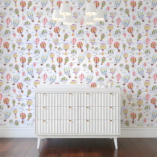 Up Up and Away Wallpaper in White