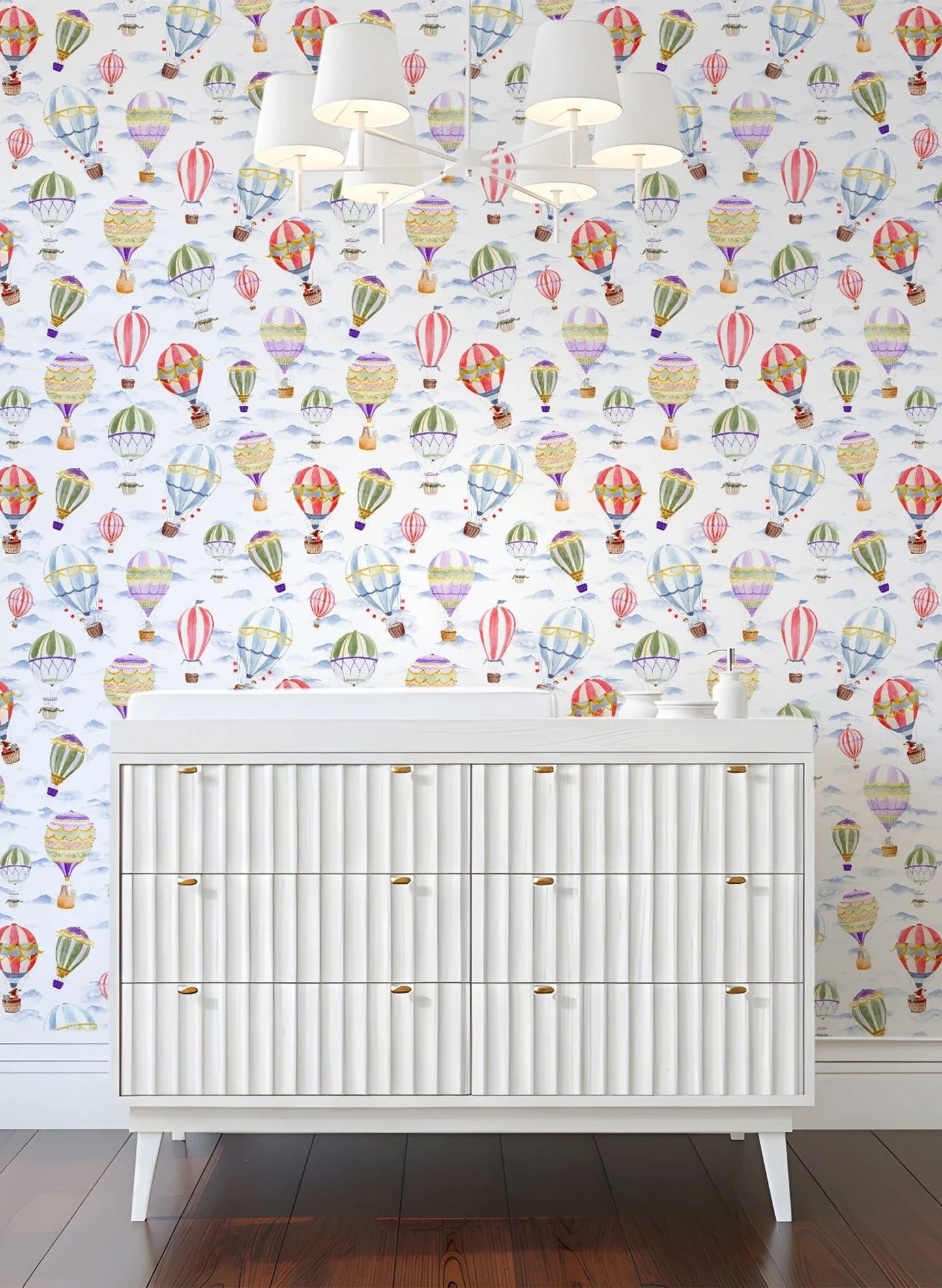 Up Up and Away Wallpaper in White