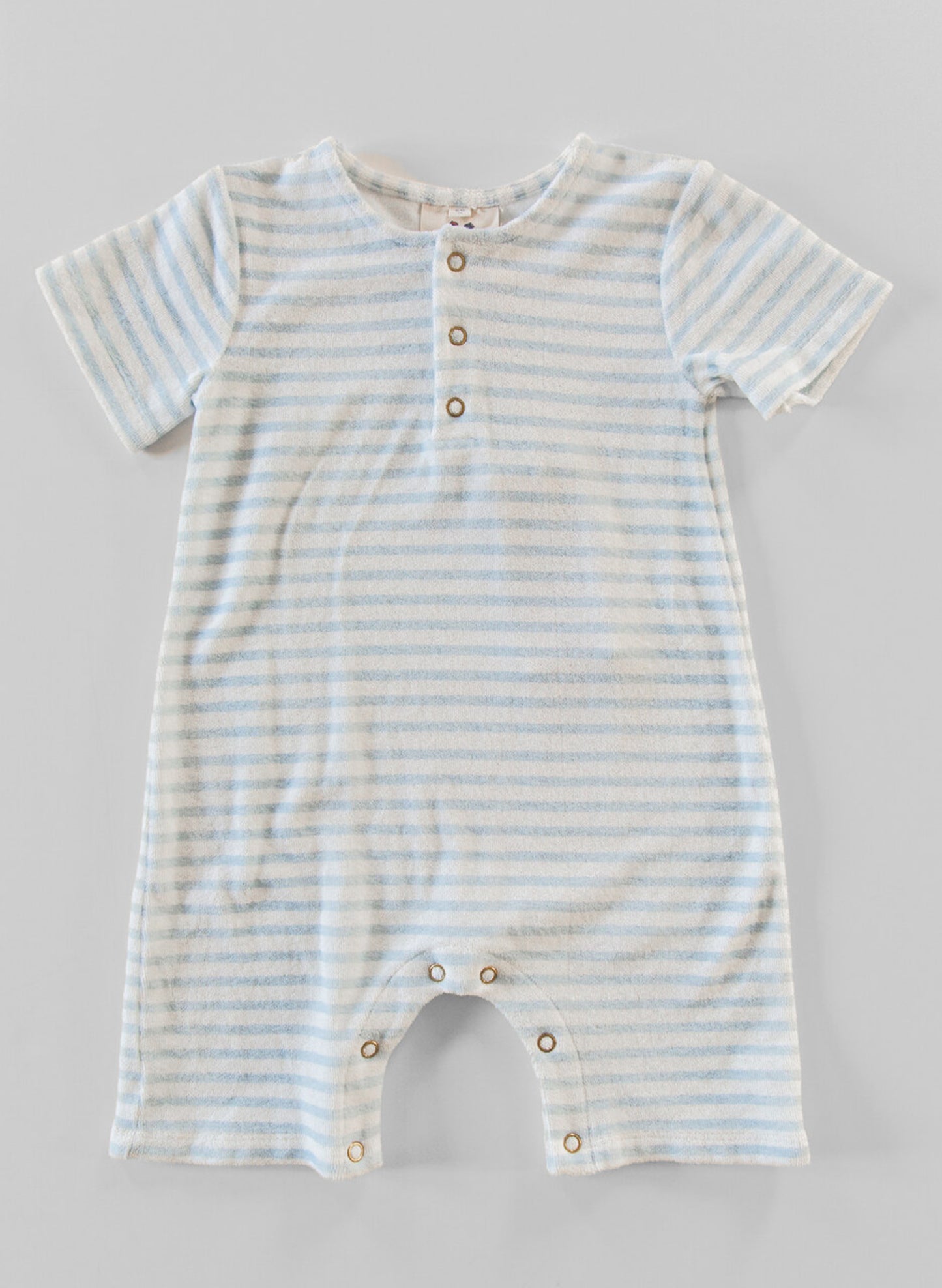 Walker Terry Romper - Blue & White Stripe