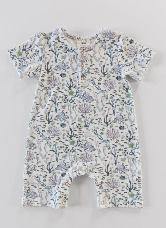 Walker Terry Romper - Coral Reef