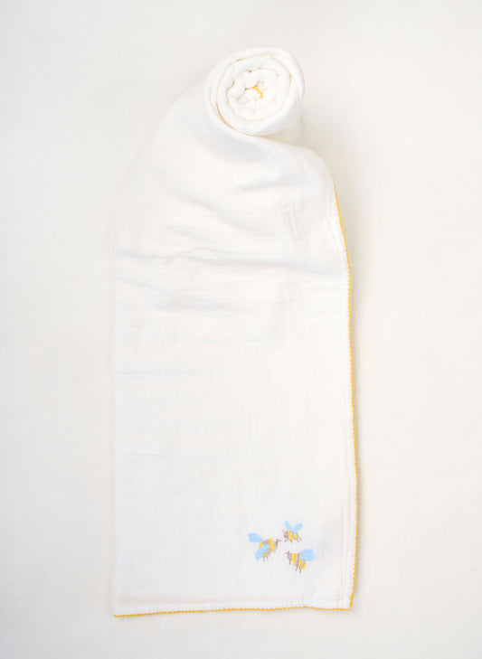 Bumblebee Embroidered Shawl Blanket