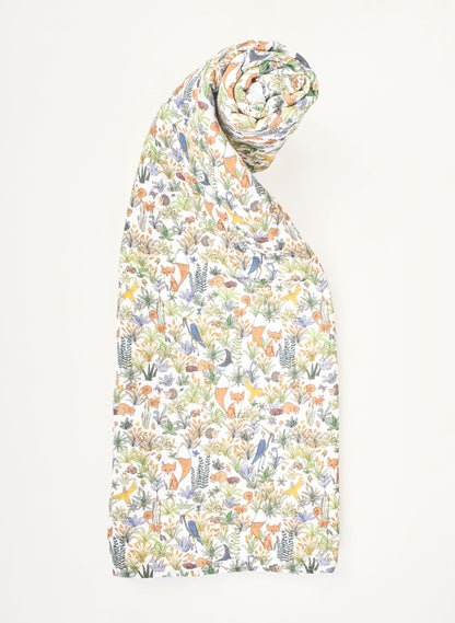 Organic cotton muslin shawl blanket, Foxy Forest