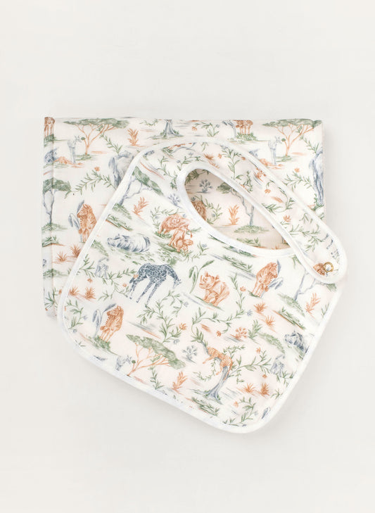Baby Essentials Bib & Burp Set-Sweet Safari