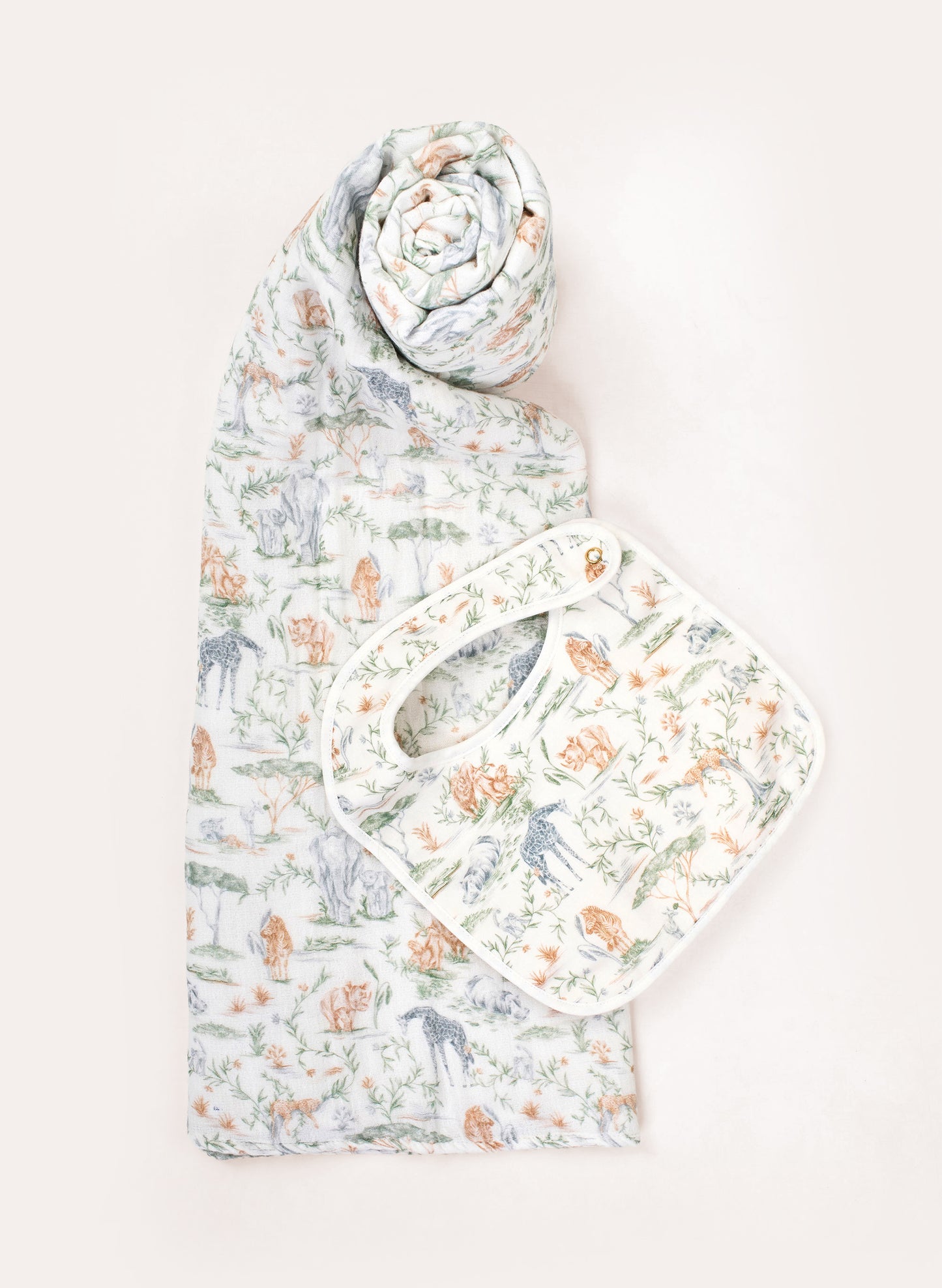 Baby Bib & Shawl Blanket Set - Sweet Savanna