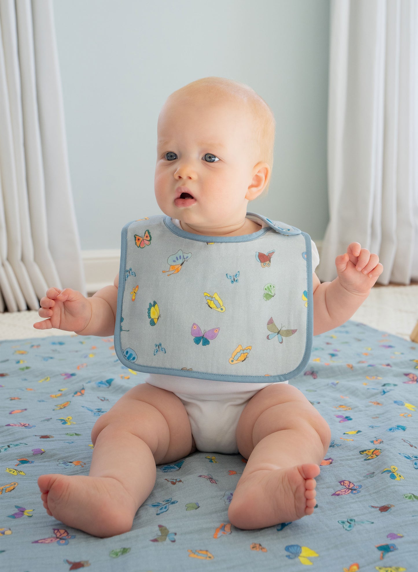 Blue Madame Butterfly Bib