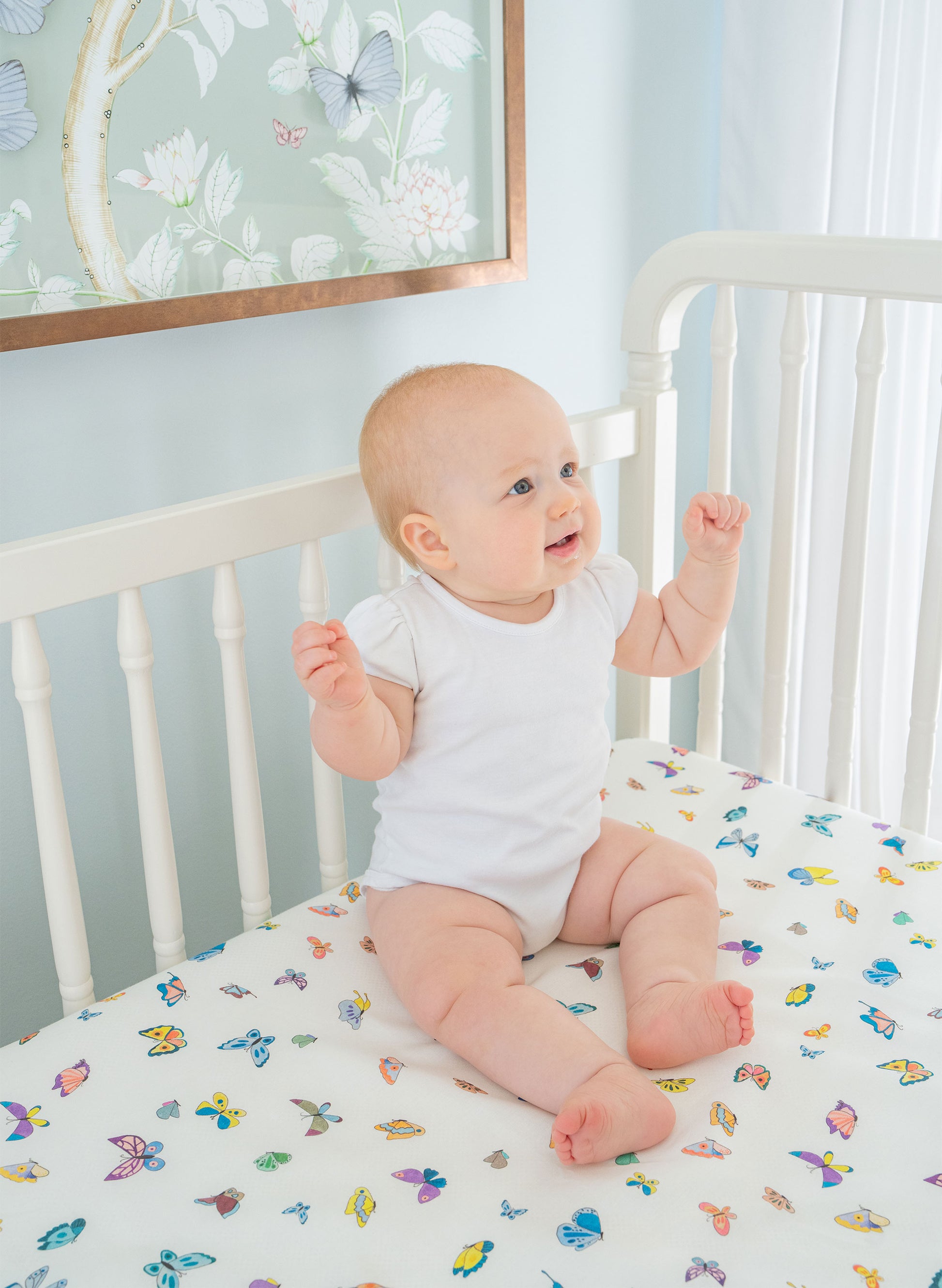 Madame Butterfly Crib Sheet for Baby and Child Nursery – Timo Violet