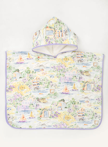 Children's organic cotton swim poncho, Limoncello