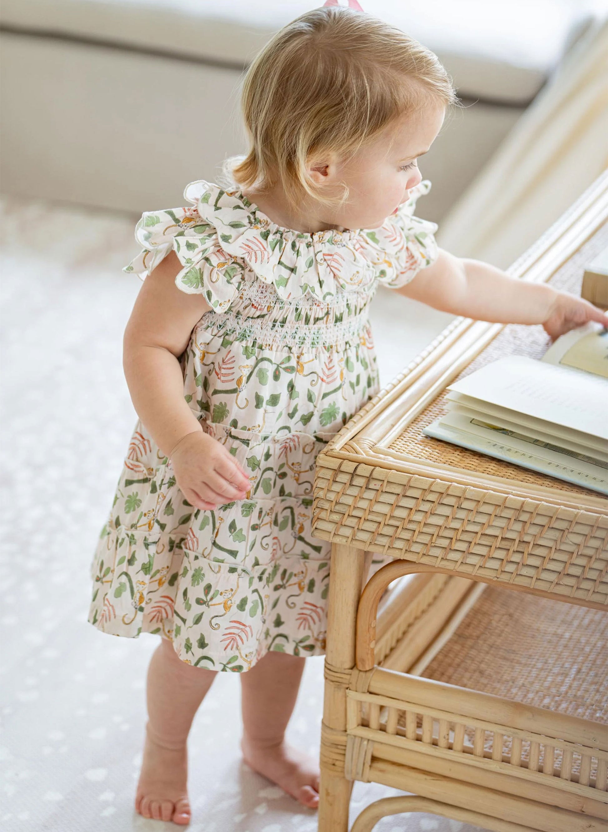 Timo & Violet The Mimi Dress in Palm Beach Happy Monkey Size 6-12 M